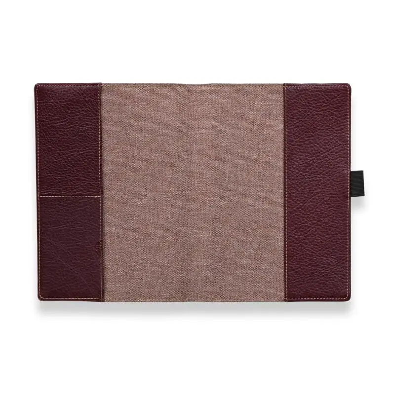 Full-grain pebbled leather refillable paper cover planners pen loop personal journal notebook with pocket