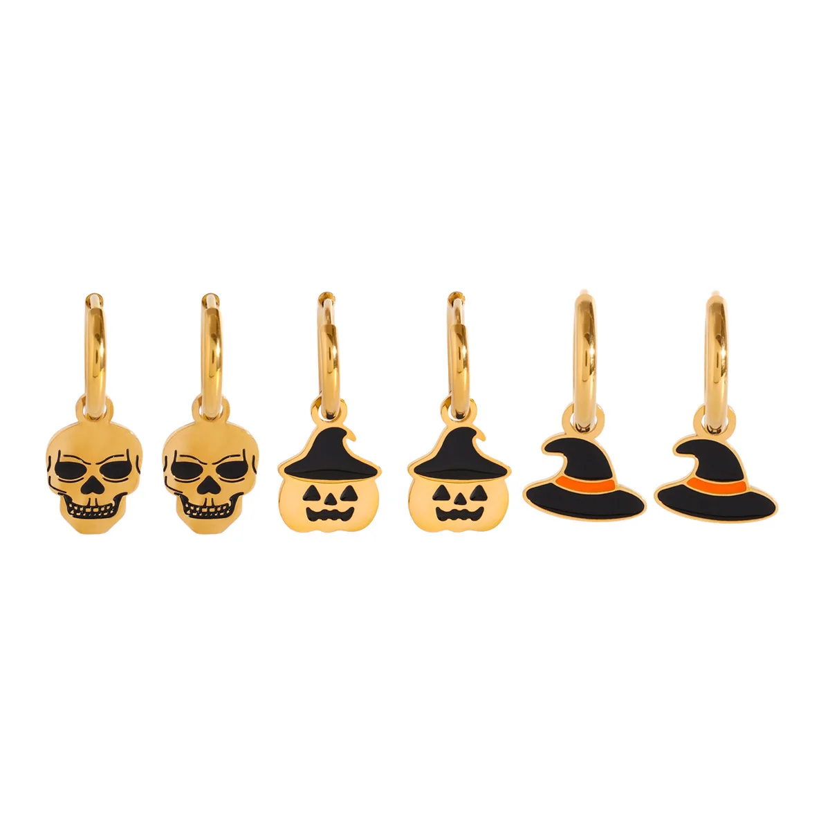 MICCI Fashion Anti Tarnish Jewelry Non Tarnish Titanium Steel Gold Plated Custom Halloween Pumpkin Earrings