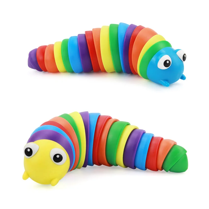 Wholesale Newest Cool Stress Relief Limax Snail Toy Rainbow Slugs Toys Plastic Snivellus 3D Printing Fidget Slug