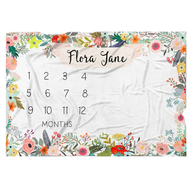 
Custom Pattern Multi Size Baby Photo Prop First Year Monthly Milestone Blanket Set for Infant 