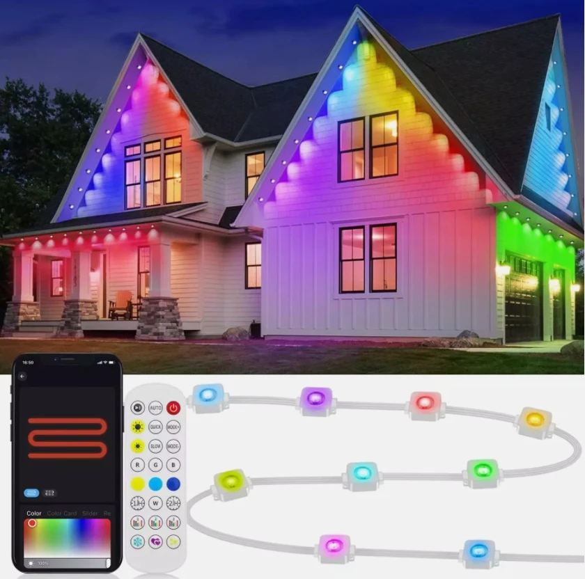 Permanent Garden Lights App Control Remote Smart LED Eaves Lights Waterproof RGB Strip Light