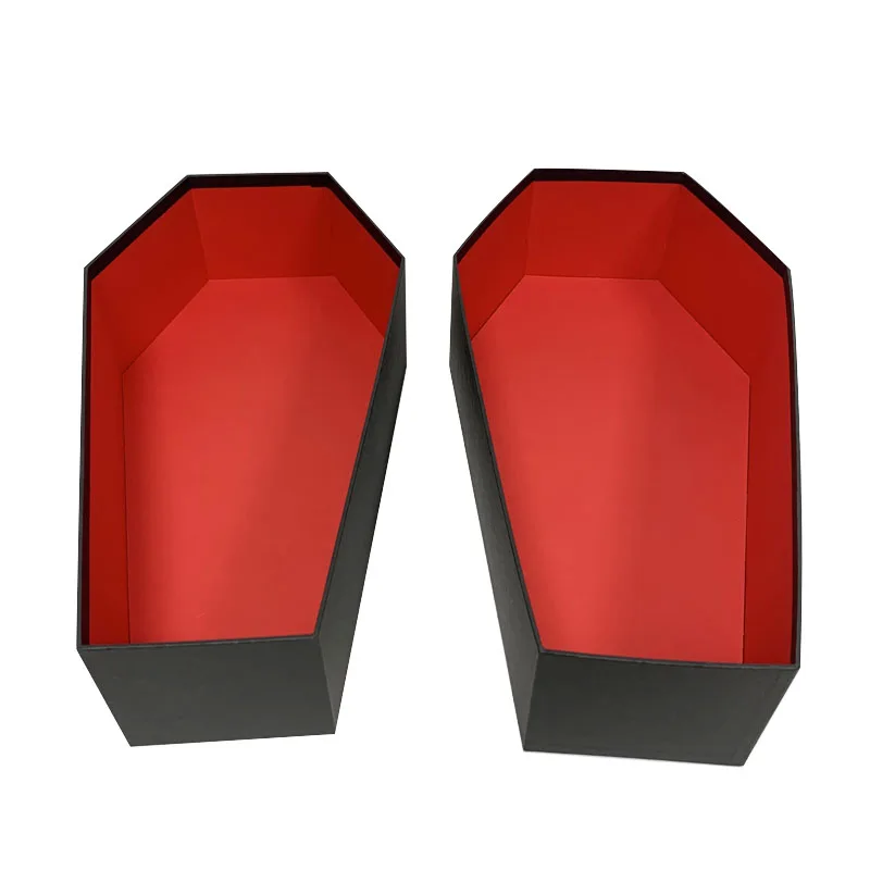 wholesale Gothic printing logo big cardboard coffin shaped box  packaging and cardboard cosmetics Hallowmas Rag Doll gift boxes
