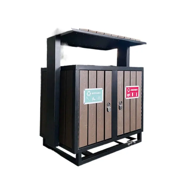 Customization Pet Trash Can Metal Waste Sorting Bin Garbage Container With 3 Compartments For Dogs Cats