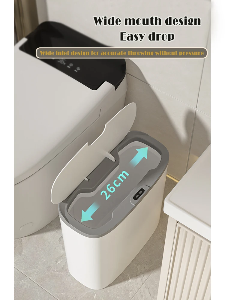 14L Waterproof Smart Oval Electric Sensor Box Plastic Automatic Trash Can for Kitchen and Bathroom Garbage Usage