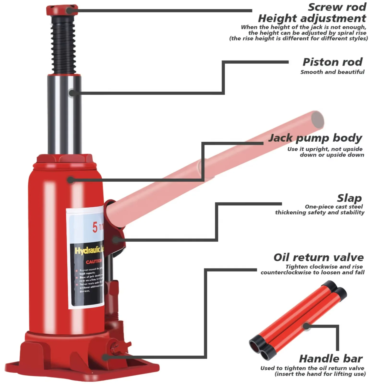 Altertool 20 Ton Hydraulic Bottle Jack Vehicle Equipment Welding Type Car Jack for auto, truck, farm