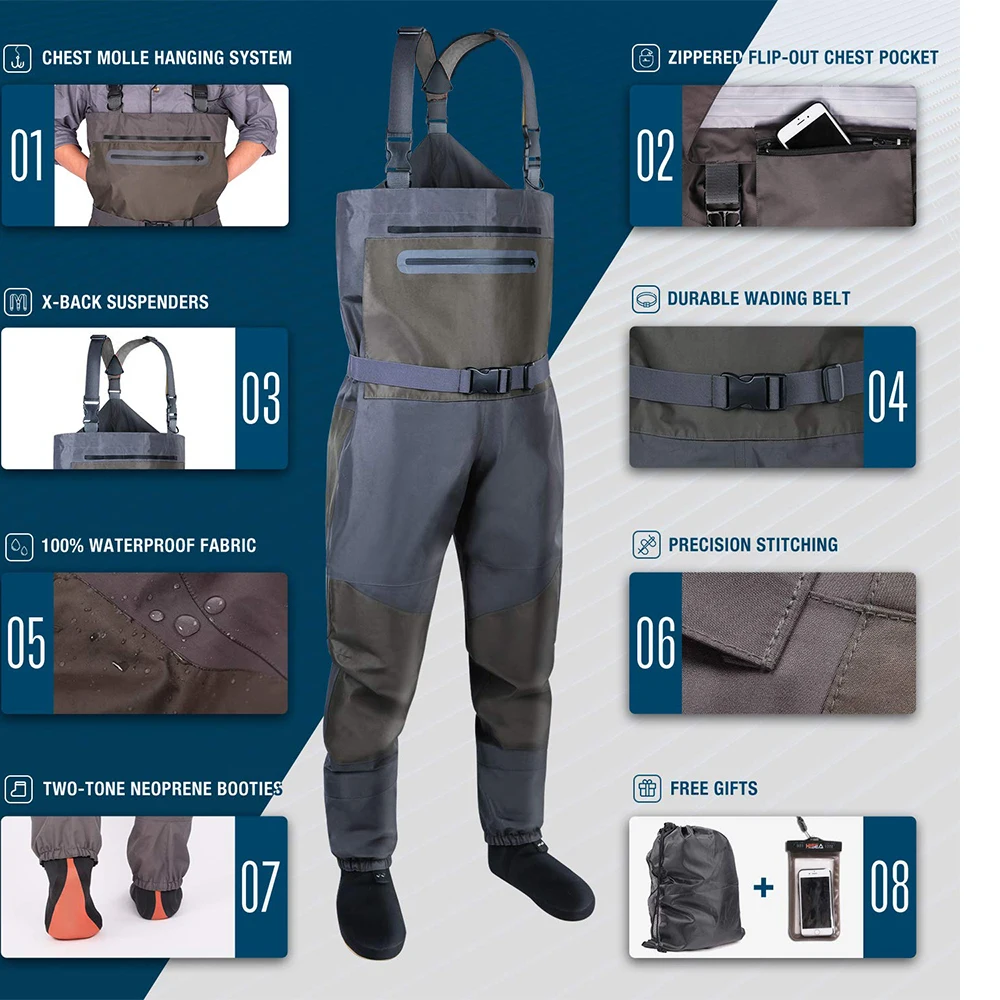 ZENORY New designs Waders Breathable Waders Full Cover Waders for Fishing Waterproof OEM Customized Boots