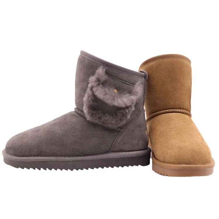 Cheap price Full womens sheepskin boots with real fur winter Ladies Plush Snow Boots
