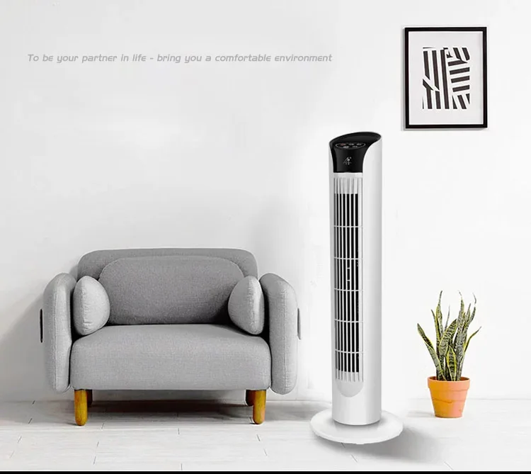 Summer new hot sale home air cooling tower fan with cold wind bedroom round base mini tower fans