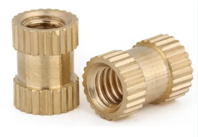 Injection Molded Brass Insert Through Thread Knurled Copper Inserts Nut