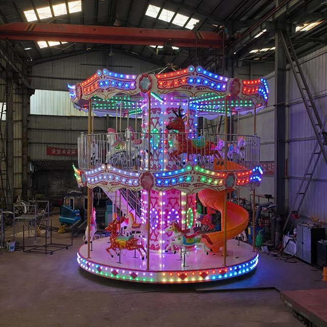 New-designed Luxury Double Deck Amusement Park Carnival Equipment Kids and Adults Fun Fair Ride Merry Go Round Carousel for Sale