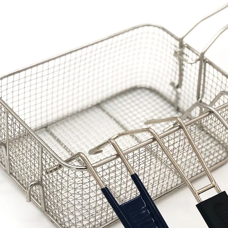 Factory direct fried chicken wing basket 304 stainless steel fried basket square colander filter fried blue