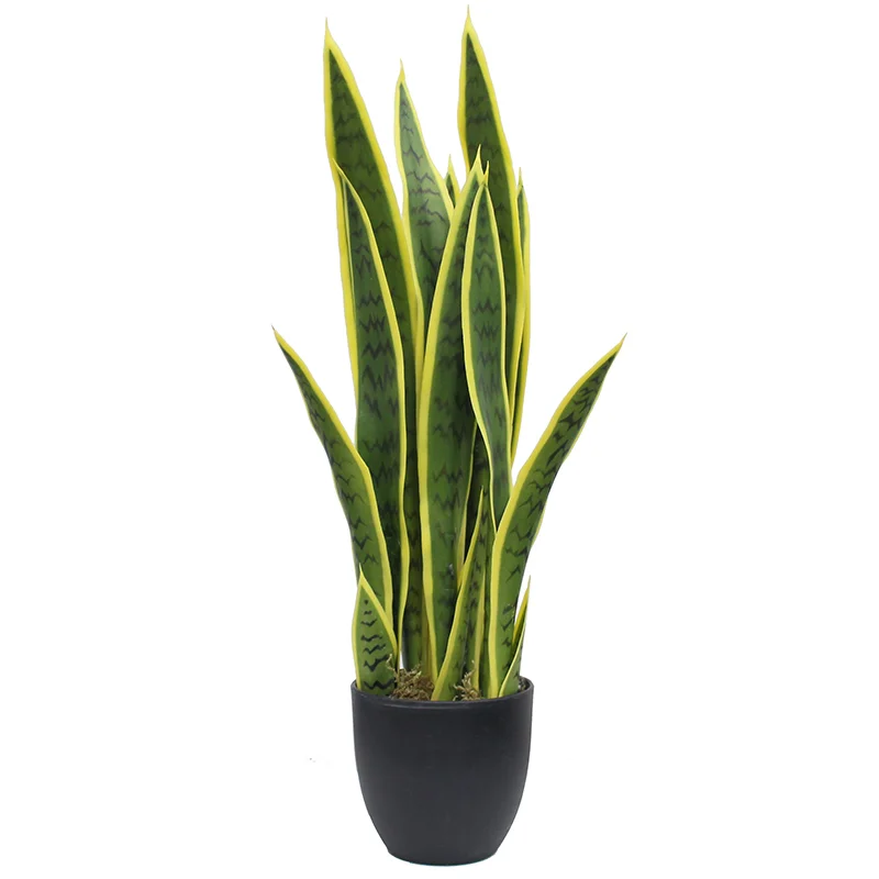 Современное искусственное декоративное зеленое растение Sansevieria в виде змеи с