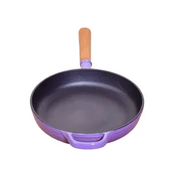 Wholesale OEM 21cm/25cm Enameled Cast Iron Fry Pan Cast Iron Non-Stick Skillet Pan with Double Handles