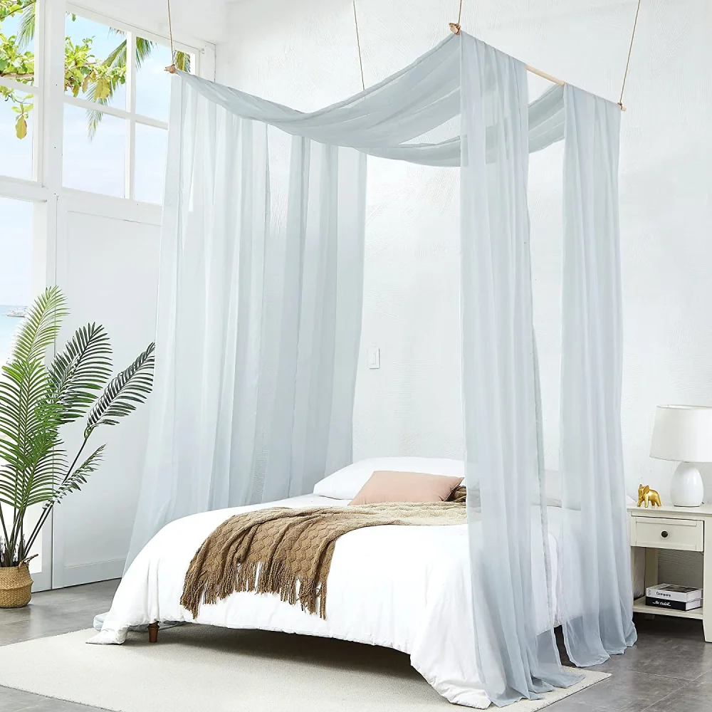 Wholesale Modern Veil Chiffon Sheer Voile Soft Tulle Curtains Bed Curtain For Living Room Bedroom Decoration