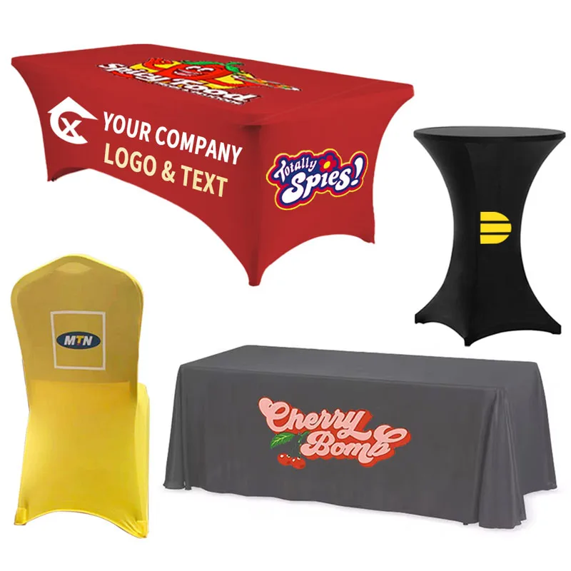 Custom Color Logo Printing Trade Show Advertising Banner Table Cloth Table Covers
