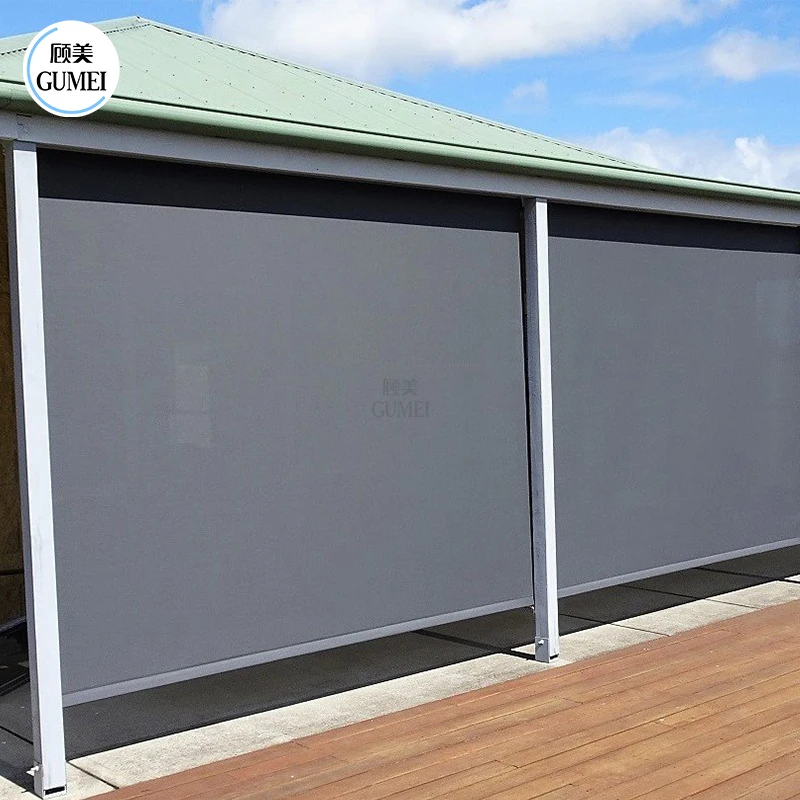 Easily Assembled Aluminium Roller Shades Outdoor Rainproof Motorized Zipped Screens