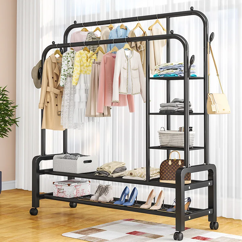 New Arrival Metal multifunction Double black white Clothes Drying Rack Durable Clothes Rack Hanger Drying For Sale