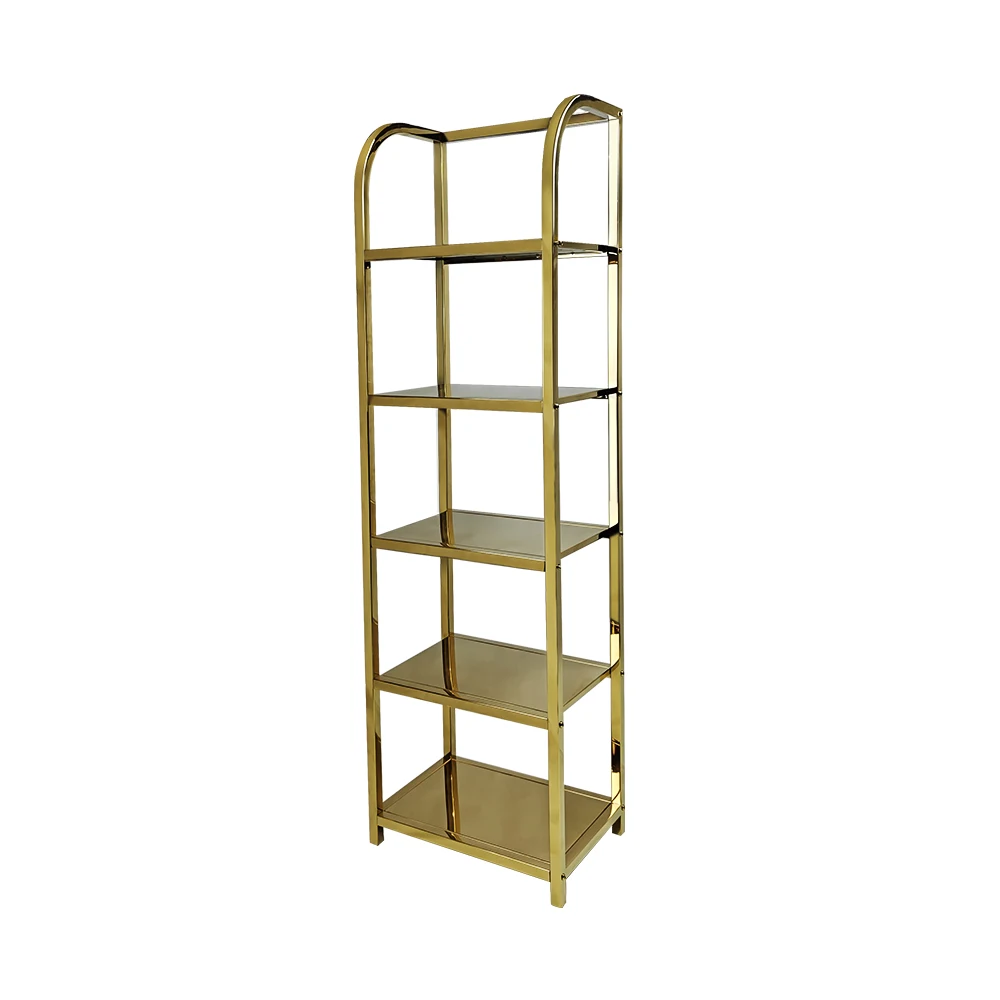 Steel pipe gold plated display clothing stand heavy duty vertical metal storage rack for shop