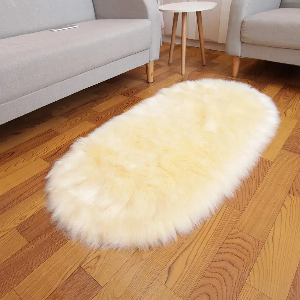Rug Area Solid Sheepskin Skin Rabbit Mongolian Fancy Door Mat Shag Carpet Top 2X3 Faux Fur Bedside Rugs for Bedroom