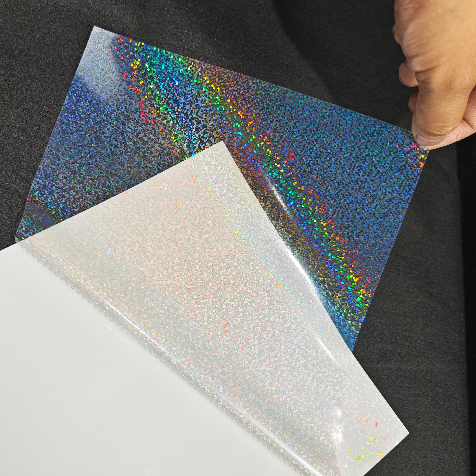 50 Sheets PVC A4 Cold Holographic Self-Adhesive Sparkling Star Laminating Vinyl Film Holographic Overlay Packaging Packing