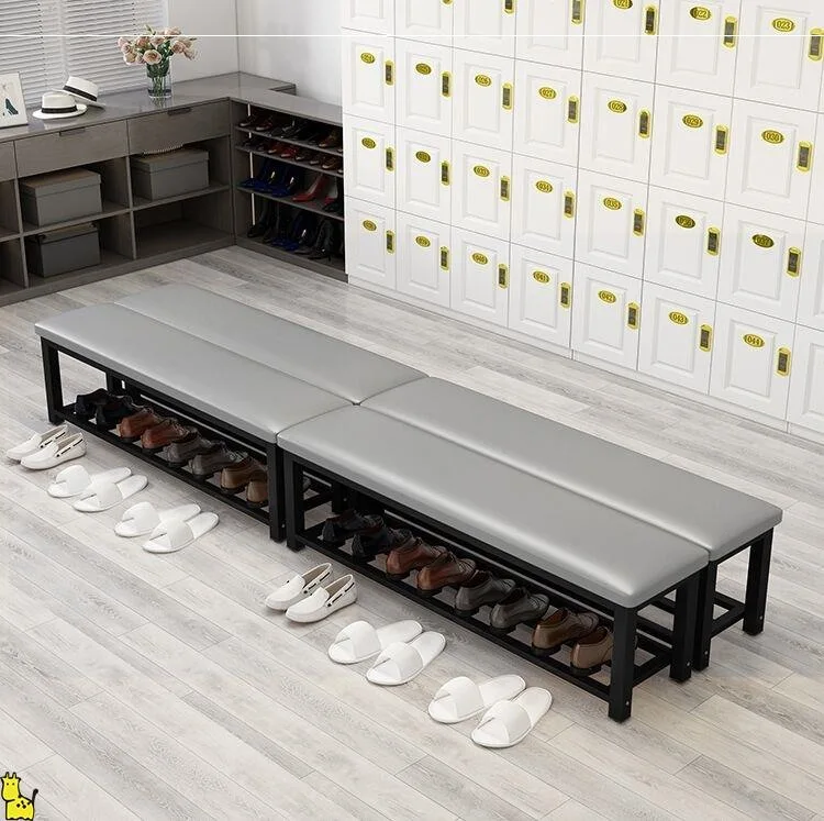 Gym shoe bench Family locker room bathroom bench door can sit shoe rack in one shoe stool