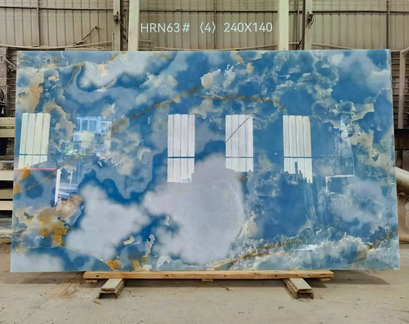 Luxury Marble Blue Onyx Translucent Stone Polished Marble Slabs Backlit for Villa Wall Decoration
