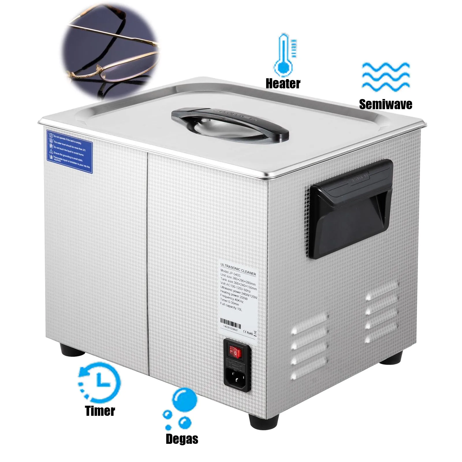 Ultrasonic Jewelry Cleaner  Ultrasonic Machine 10L Digital Sonic Cleaner Wide Application