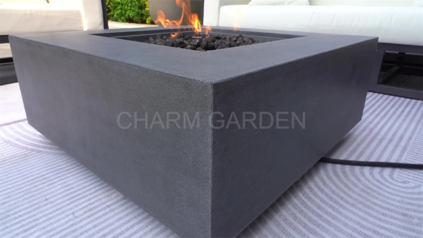 Hot Sale Black Coffee Table with Gas Fire Pit Direct Factory Price Stylish Patio Heater