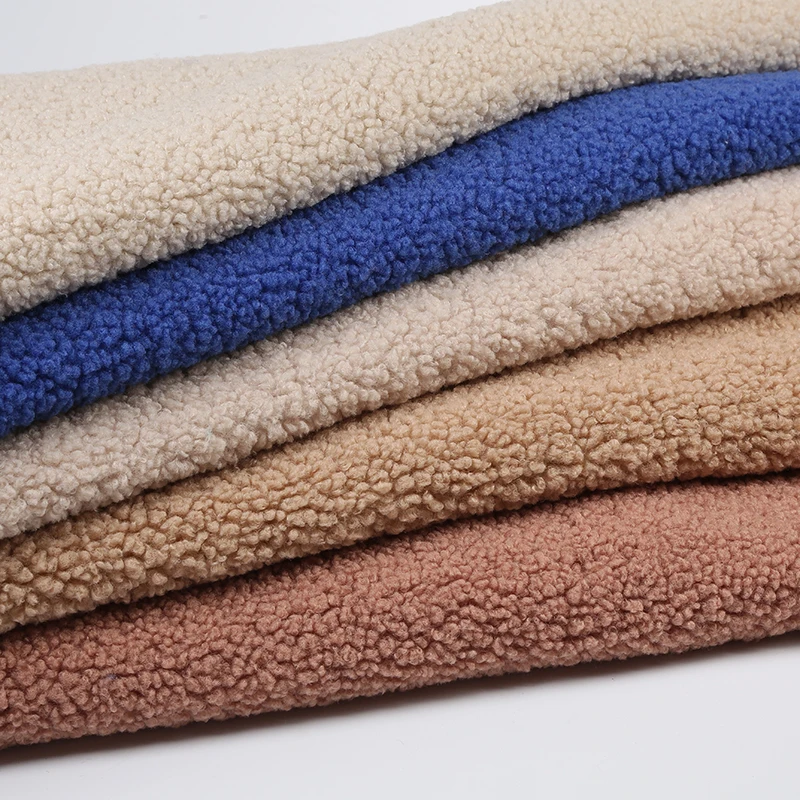 ETong Factory Bushed Plain Dyed Soft Fabric Thick Sherpa Fleece Sheep Plush Fabric For Stuffed Toys Home Textile