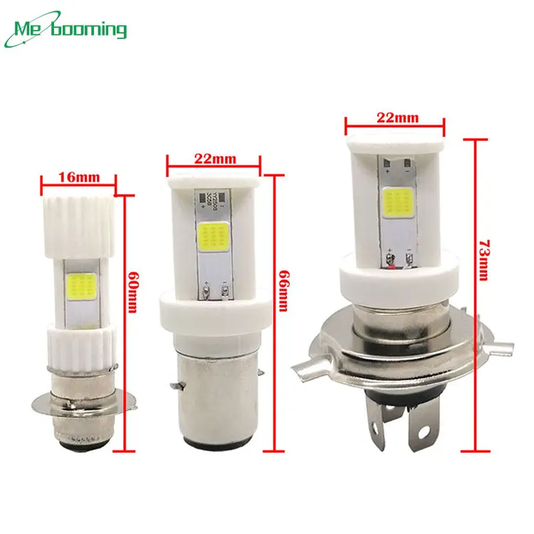 Motorcycle 3 Sides Ceramic BA20D LED H6 P15D HS1 H4 Led  Headlight Bulbs COB Chips Motorbike Hi/Lo Far light Motor  Headlamp