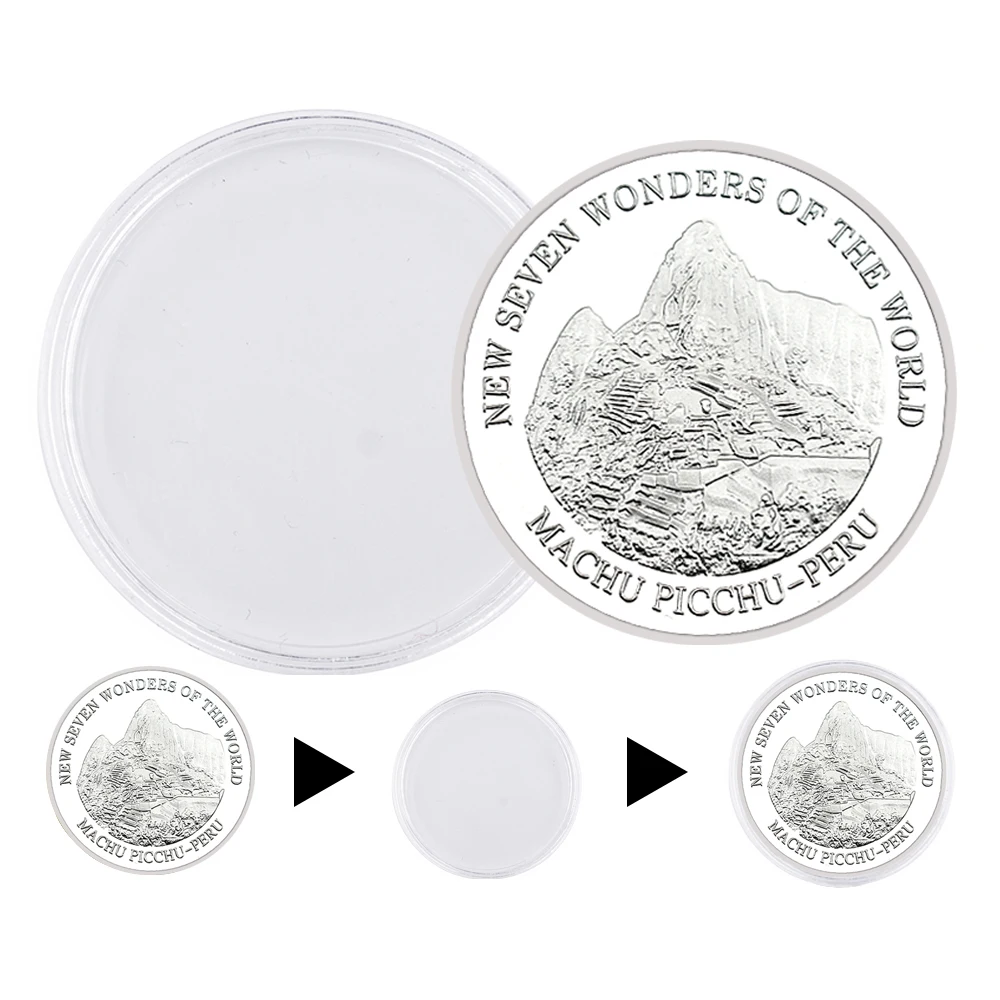 The Seven Wonders of The World Silver Plated Metal Commemorative Coins Collect Medals