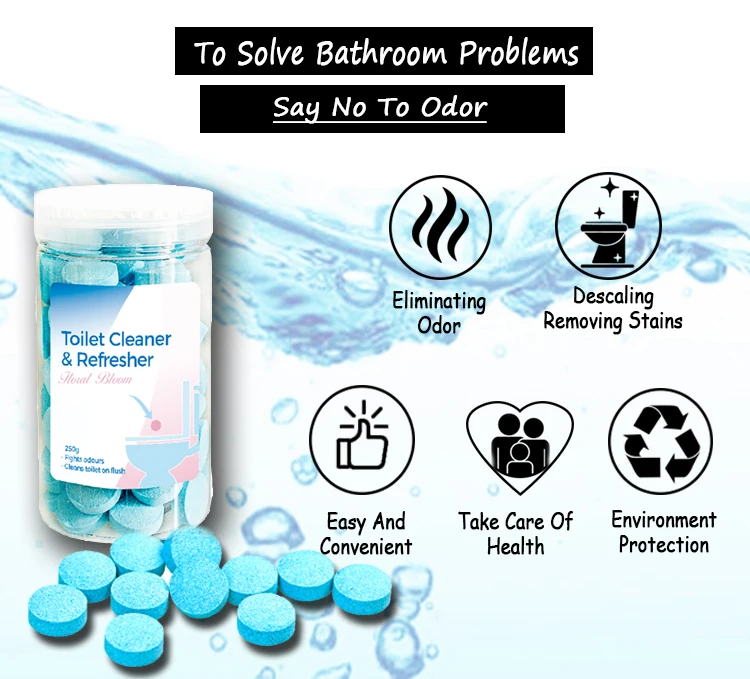 OEM Wholesale Toilet Freshener Dissolvable Effervescent Toilet Tablet Remove Odor Cleaning Toilet Bomb