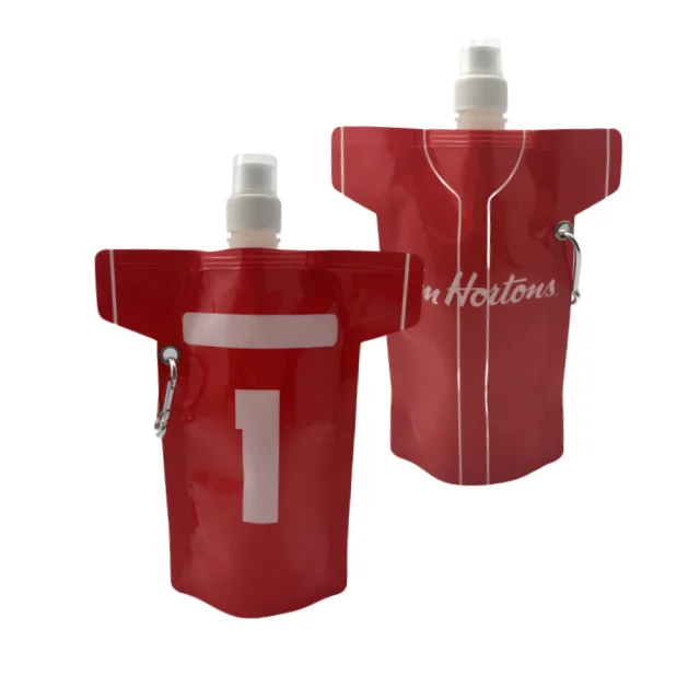 Customized 16oz Concealable Drink Packaging Plastic Squeeze Wine Flask Foldable Spout Pouch For Juice Sauce Shampoo Liquor