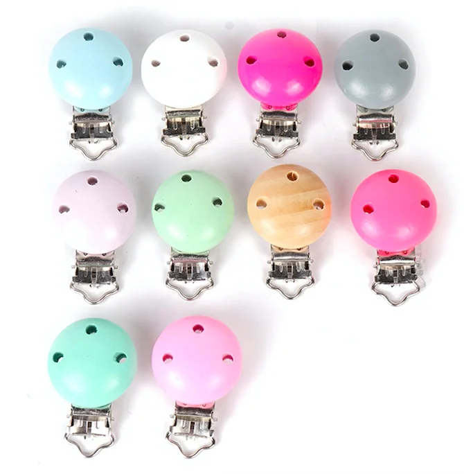 Nipple Chain Teeth Accessories For Three Holes Of Color Round Wooden Baby Pacifier Clip Nipple