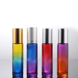 2019 hot sale high quality 10ml rainbow colored glass essential oil or perfume roller ball bottle