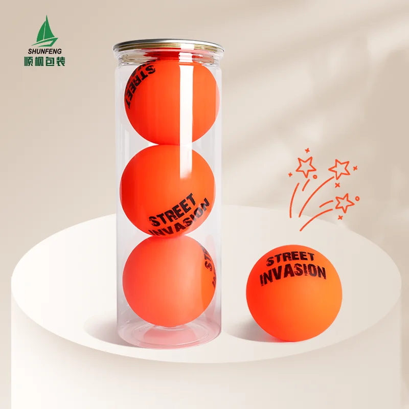 plastic jar manufacturer wholesale empty clear 805ml diameter 75mm tennis ball cans vacumn seal tennis jar with lids
