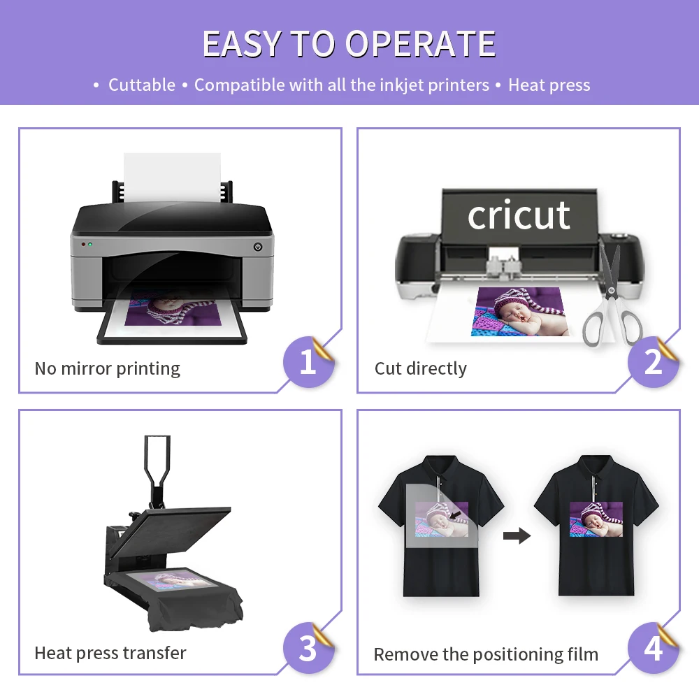 Easy to transfer sublimation black t shirt transfer paper dark tshirt sublimation paper A4 For dark T-shirt printing business