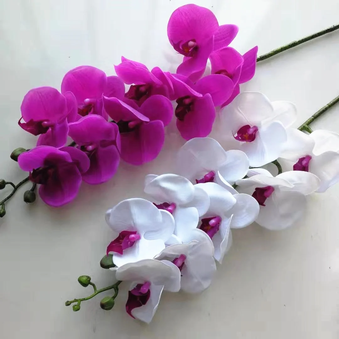 Q-1548 Factory Wholesale  Silk Artificial 9-Head Phalaenopsis Orchid Flower For Wedding Home Decoration