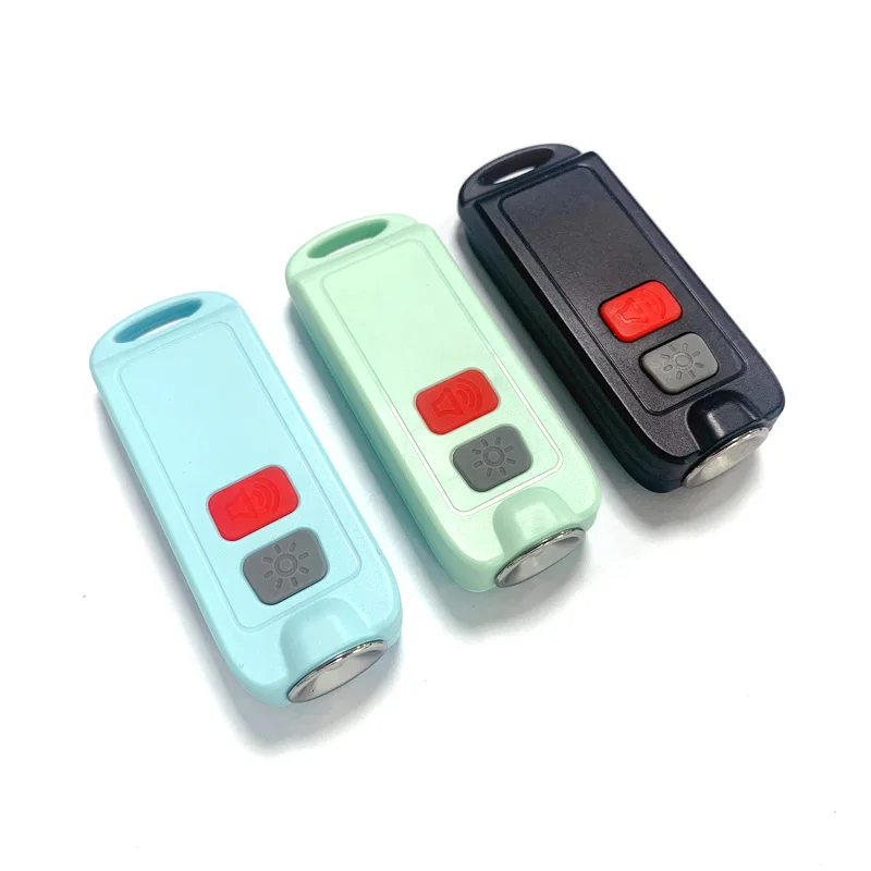 2023 Fashion 4 Colors Mini Torch Light Keychain Rechargeable 130Db Anti Attack Personal Alarm Flash Torch Alarm For Children