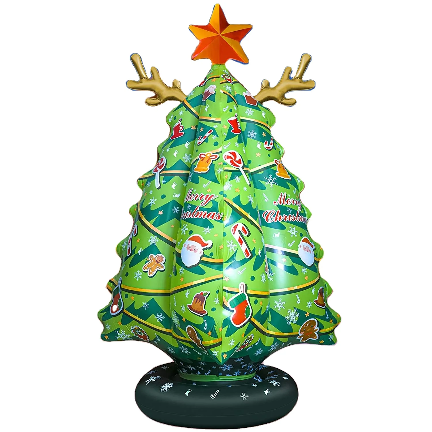 20IN PVC Inflatable Christmas Ball Outdoor Decorated Ball Xmas Inflatable Balls Remote Yard Decoration Holiday Ornaments