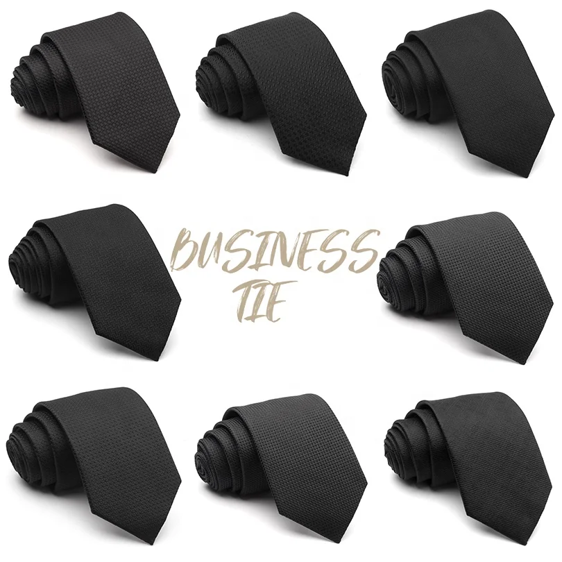 2024 Man fashion jacquard polyester woven tie hand-made black tie custom high quality hot sale gentlemen dot luxury ties