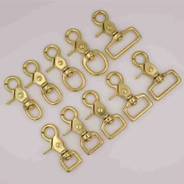 Hot sale custom  fastener gripper leather snap hook buckle metal trigger hook brass spring swivel lobster clasp snap hook