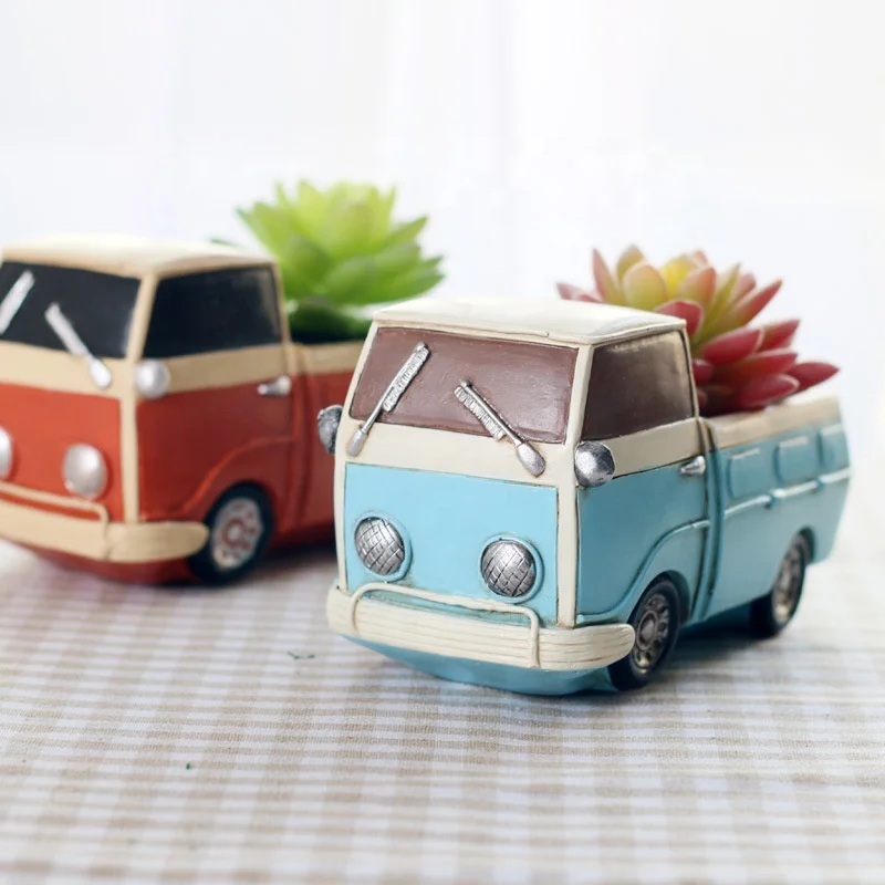 A0668 Retro Creative Resin Flowerpots Planter Garden Succulent Automobile Flower Pots Bonsai Cartoon Car Shaped Flower pot