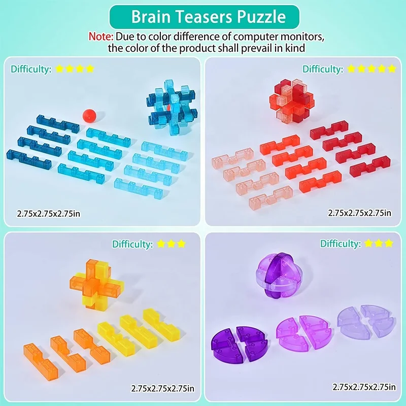 Adult Desk Toys IQ Mind Logic Test Challenge Game 3D Unlocking Puzzles Box Brain Teasers Puzzle for Kids