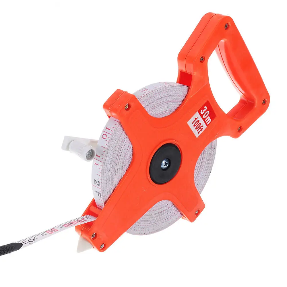 100 Foot Open Reel Fiberglass Tape Measure Reel Dual Sided Metric Surveying