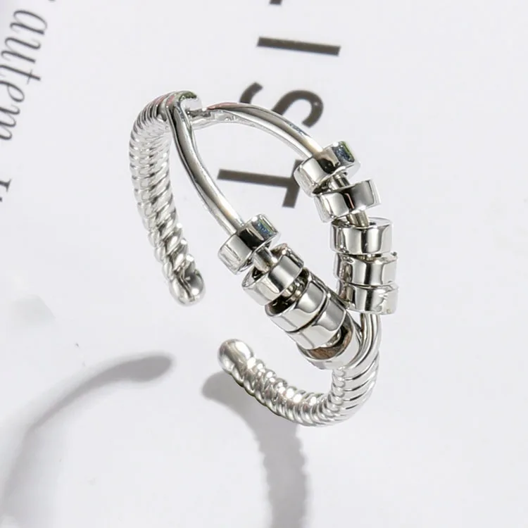 Simple Opening Rotatable Decompression Anti-anxiety New Rotating Ring Two-layer Cross Smart Bead Transfer Copper