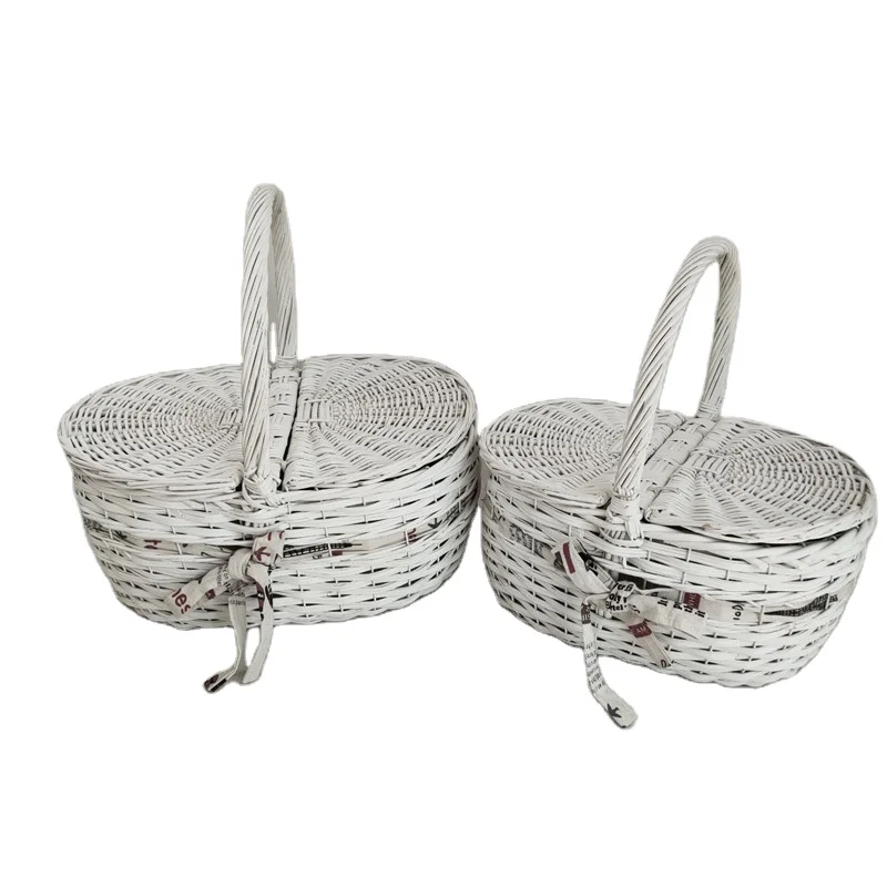 Wholesale high-quality wicker meal basket group food fruit bread storage basket with cover
