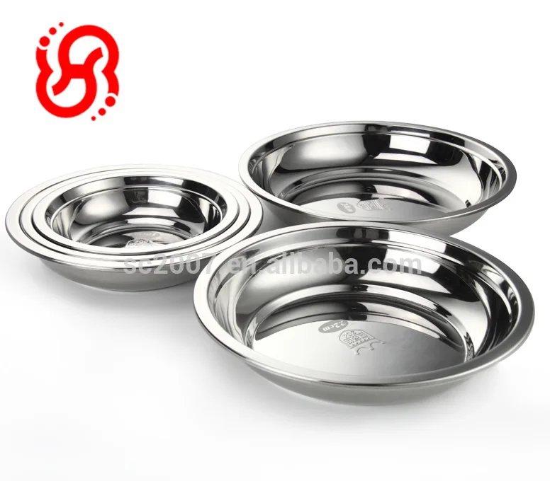 18 10 Stainless Steel Korean plate Dish Dinnerware Cookware 16 - 26 CM diameter set