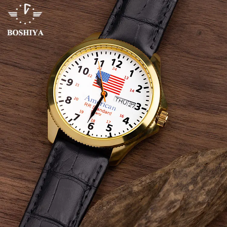 Watch for Men hot sale the flag of the United States and Canada genuine Leather waterproof quartz watches
