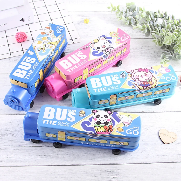 Горячая продажа жестяная пластиковая пенал мультфильм Железнодорожный двигатель ручка жестяная коробка пенал с точилкой